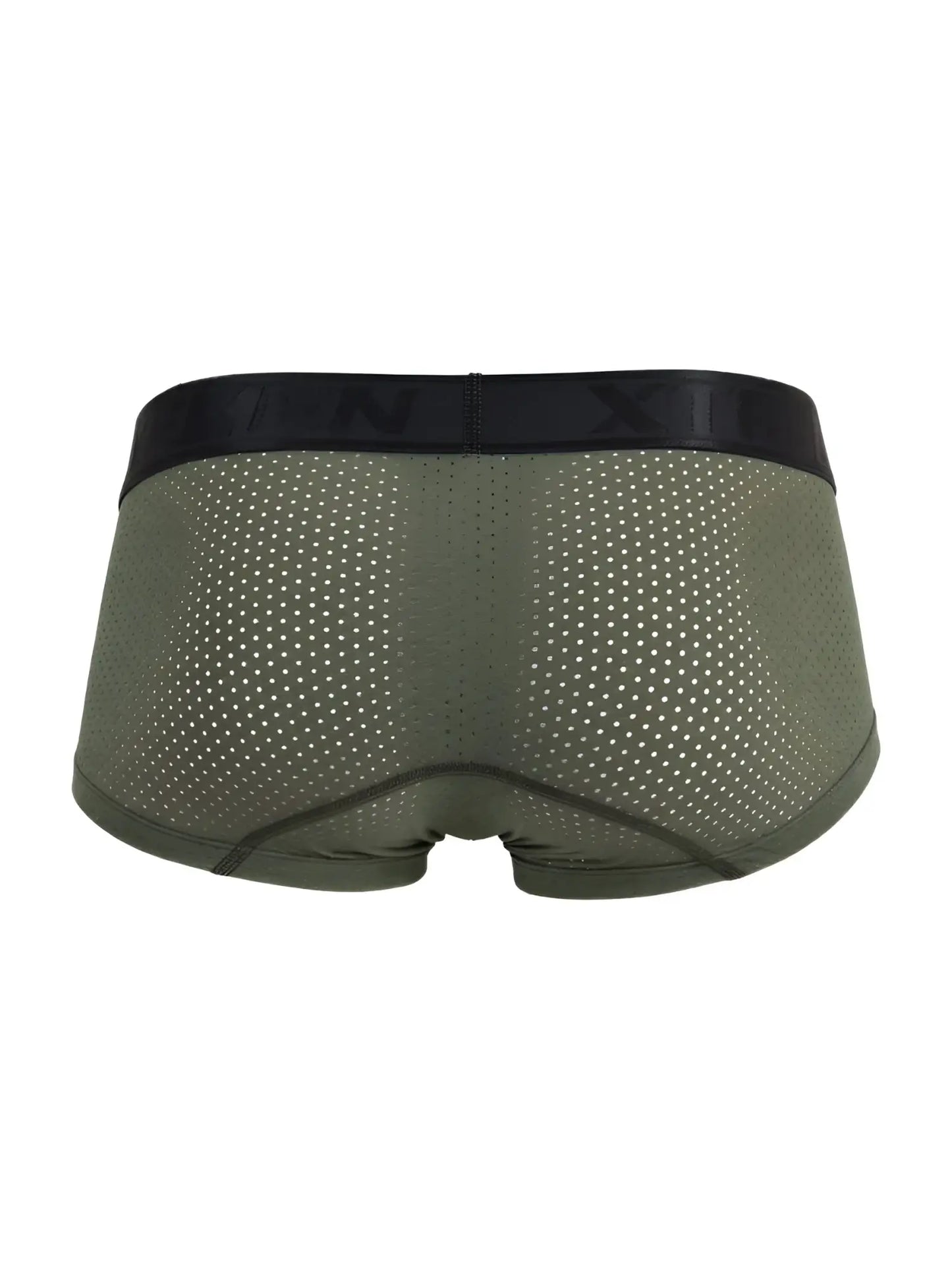 Olive green microfiber mesh briefs with black elastic waistband xtremen 91252 military green trunks