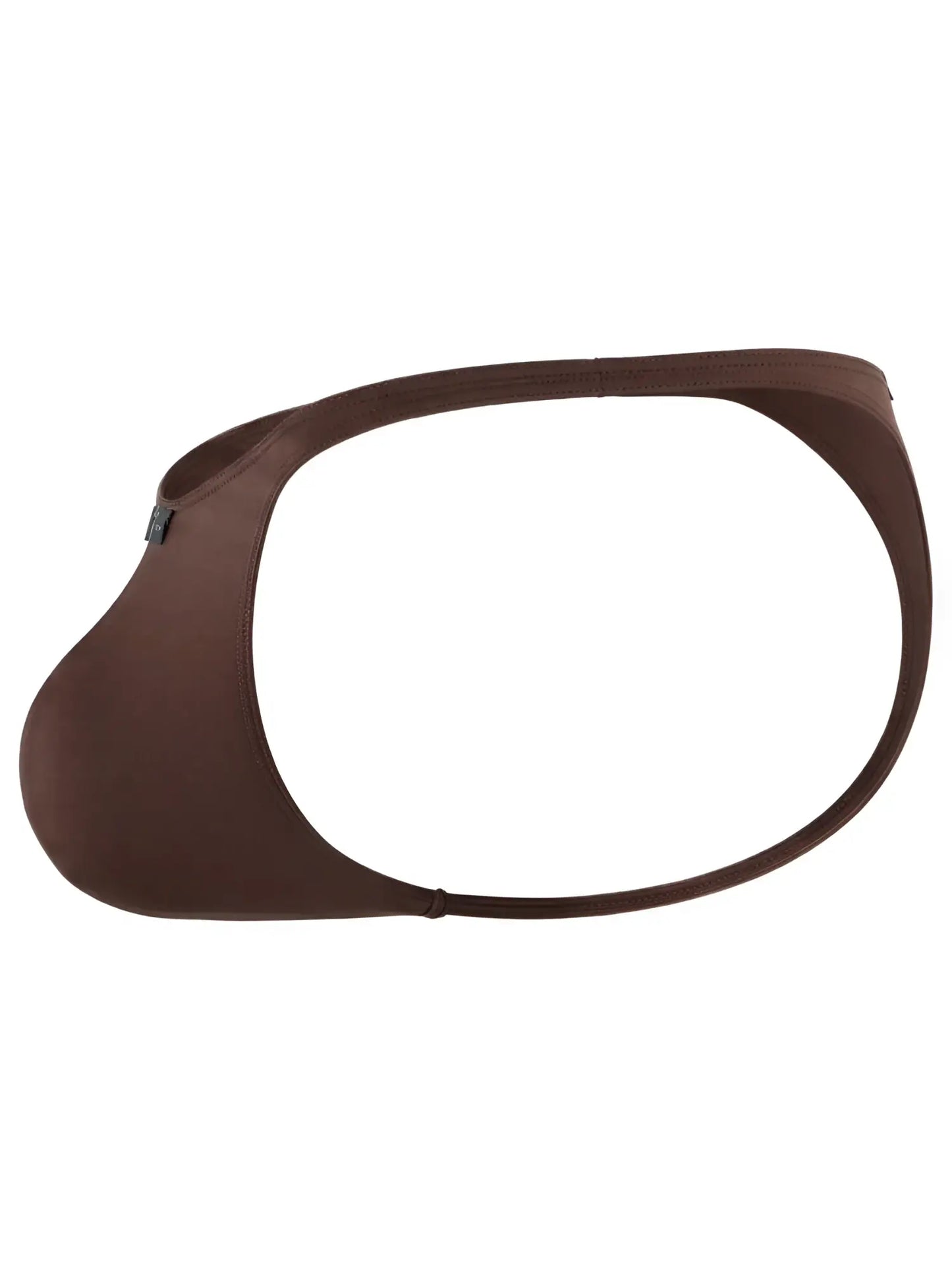 Xtremen brown thong with a minimalist, side-bar design and smooth, matte fabric finish.