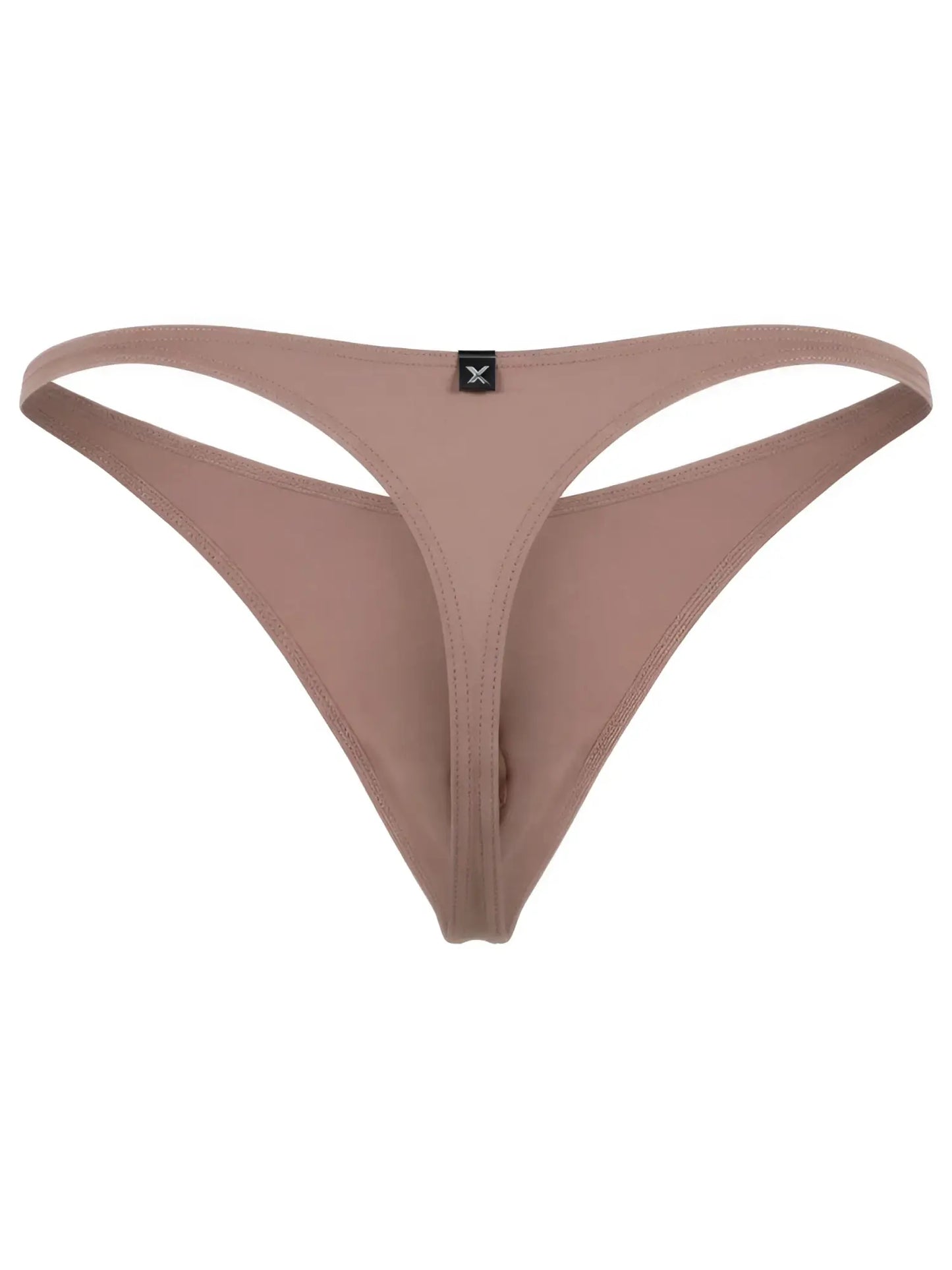 Xtremen mauve men’s thong with matte fabric finish and center front logo tag.