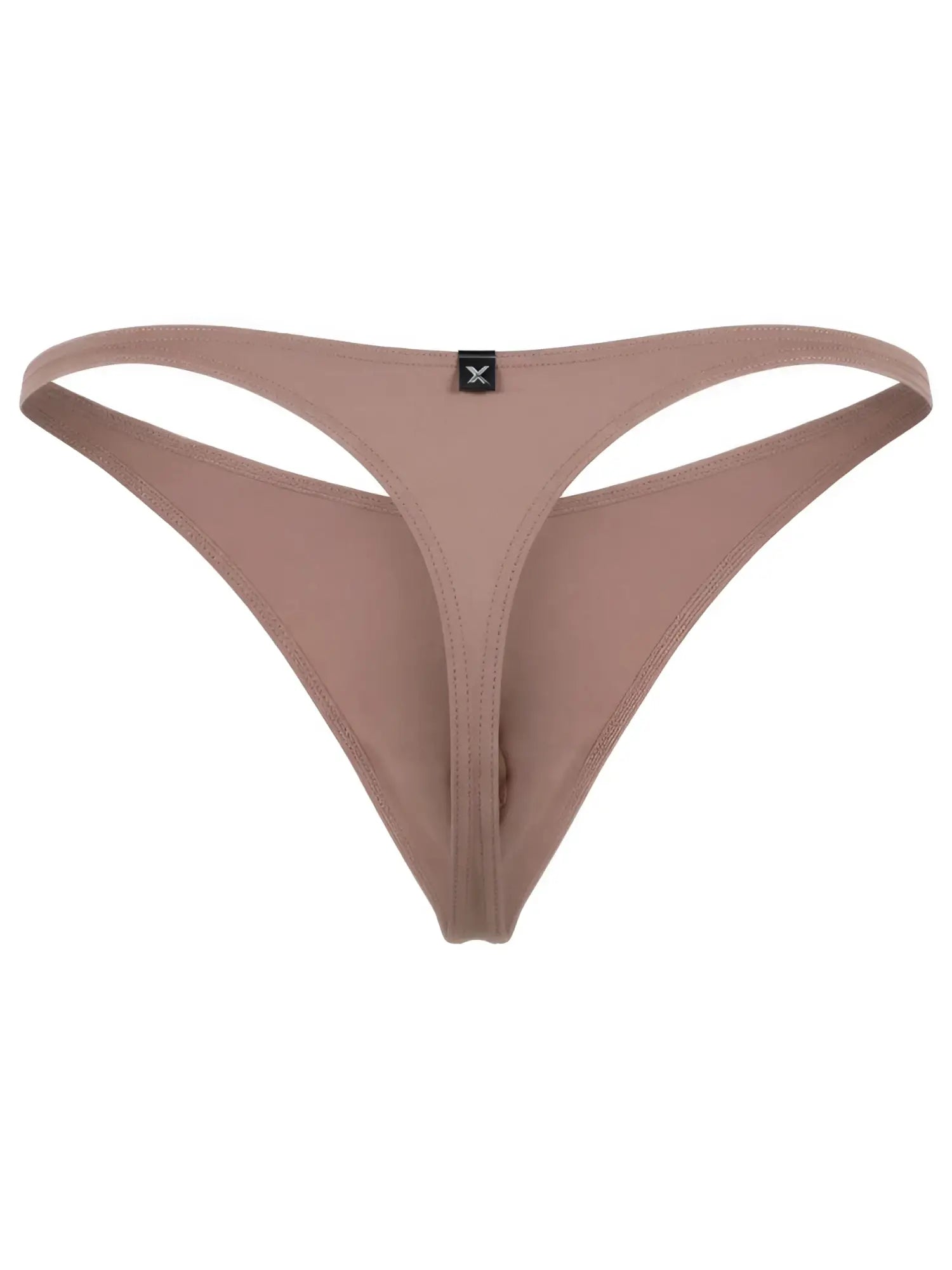 Xtremen mauve men’s thong with matte fabric finish and center front logo tag.
