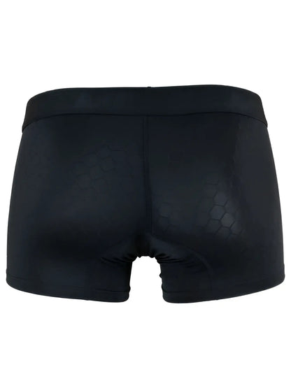 Xtremen black boxer briefs with a subtle embossed hexagonal pattern and a wide waistband.
