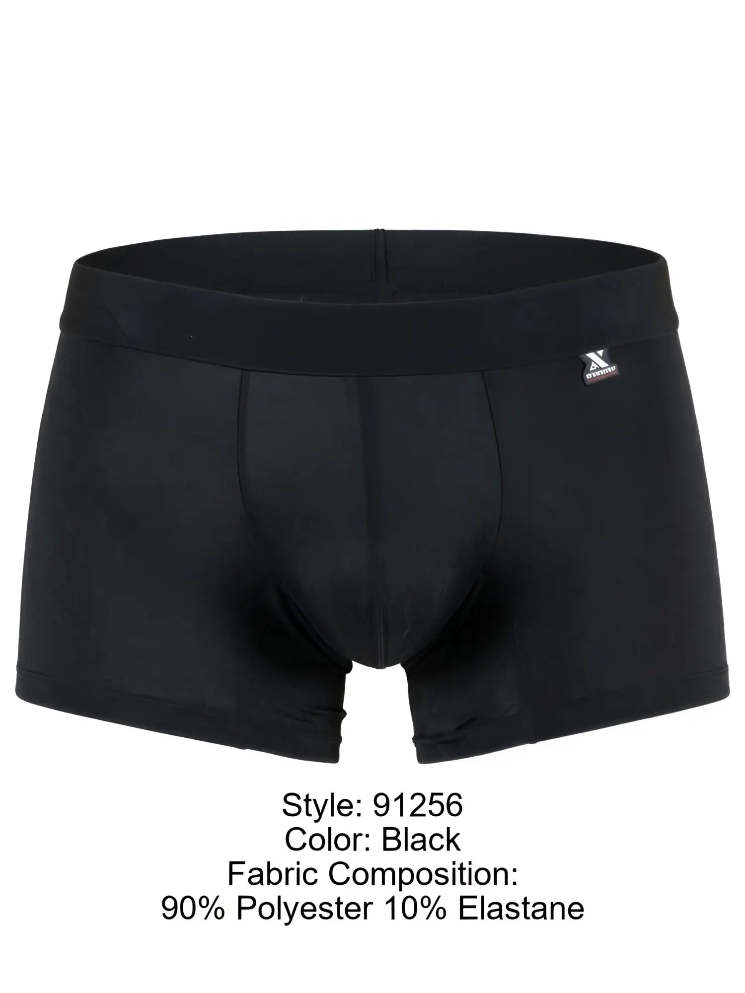 Xtremen black boxer brief with a subtle honeycomb pattern and a small brand logo on the waistband.