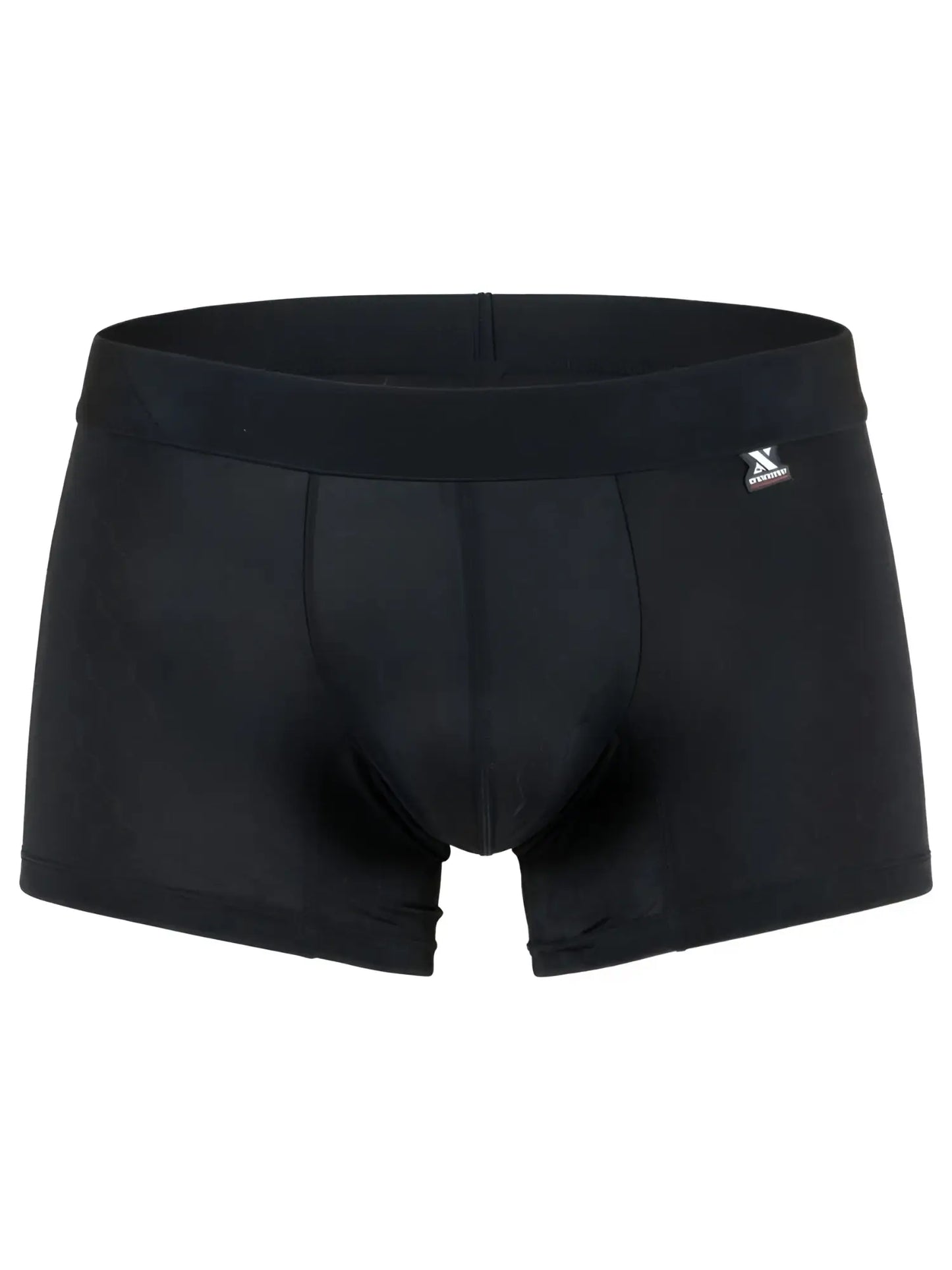 Xtremen black boxer briefs with a subtle honeycomb pattern and a branded logo patch on the waistband.