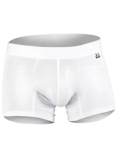 Xtremen white boxer briefs with a subtle geometric textured pattern and a logo patch on the waistband.