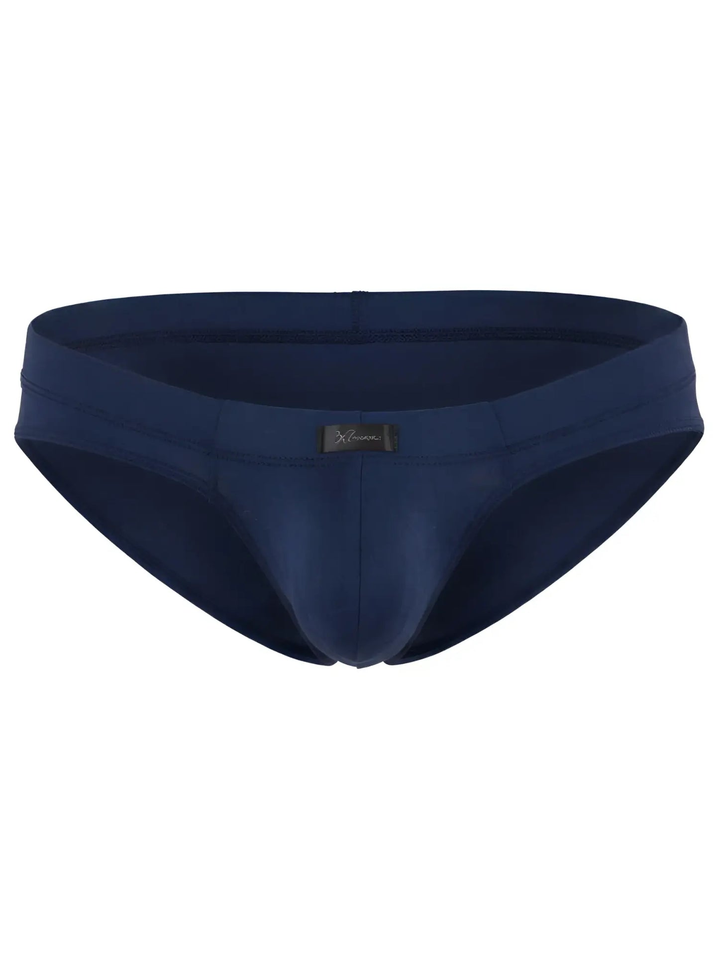 Xtremen navy blue men’s brief with a contoured pouch, matte fabric finish, and a center brand logo tab.
