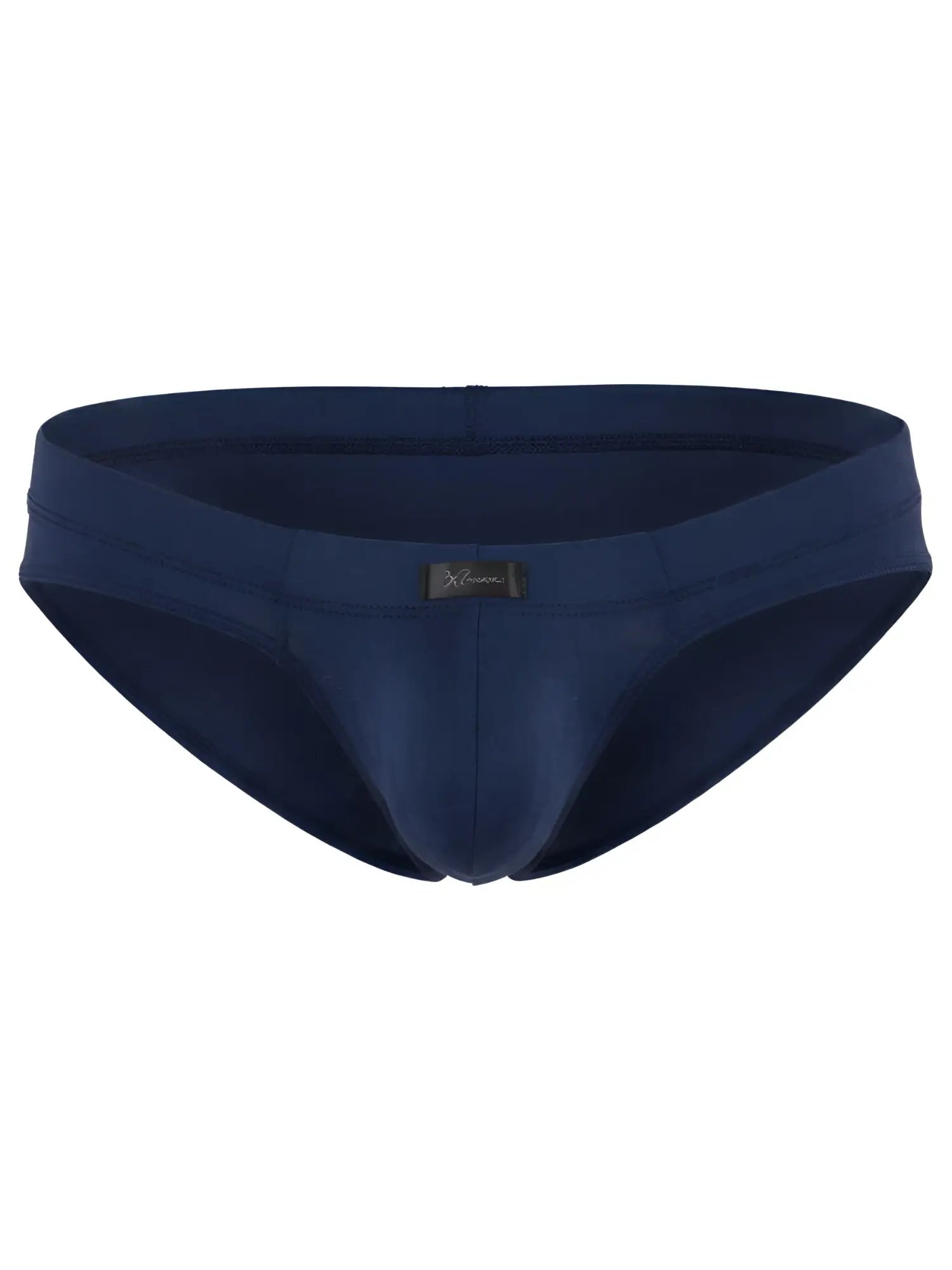 Xtremen navy blue men’s brief with a contoured pouch, matte fabric finish, and a center brand logo tab.