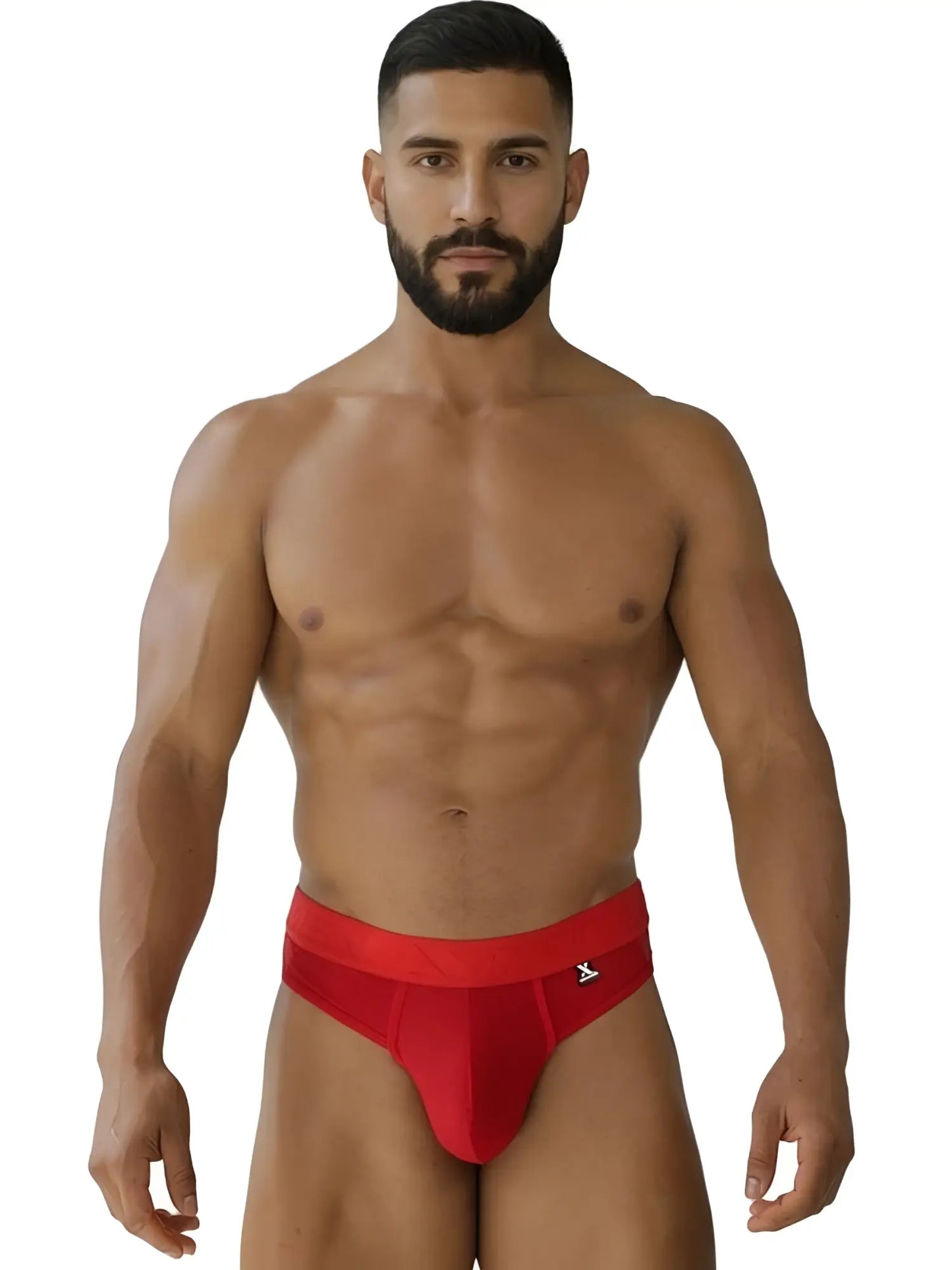Red xtremen 91268 microfiber mesh thong briefs with snug fit and small logo on waistband