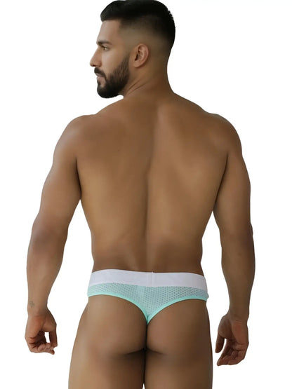 Xtremen 91268 microfiber mesh briefs in light blue with a white waistband color seawater for comfortable wear
