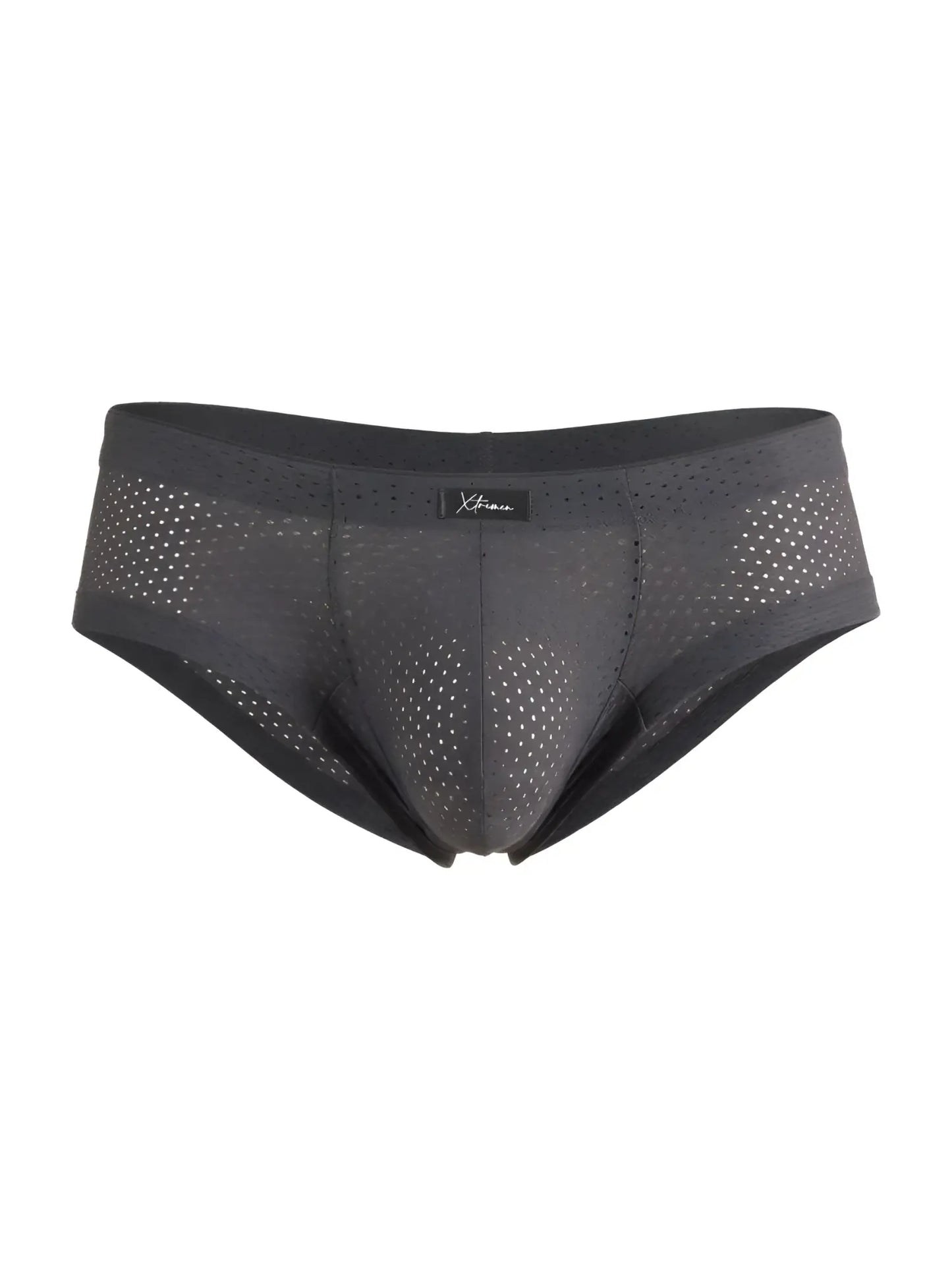 Xtremen 91269 microfiber mesh briefs in gray with sleek form-fitting design and breathable subtle perforations
