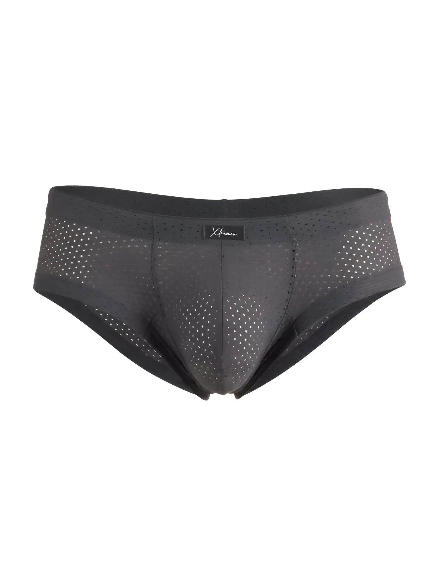 Xtremen 91269 microfiber mesh briefs in gray with sleek form-fitting design and breathable subtle perforations