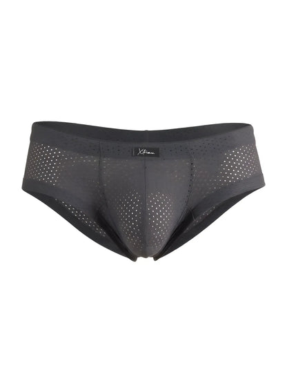 Xtremen 91269 microfiber mesh briefs in gray with sleek form-fitting design and breathable subtle perforations
