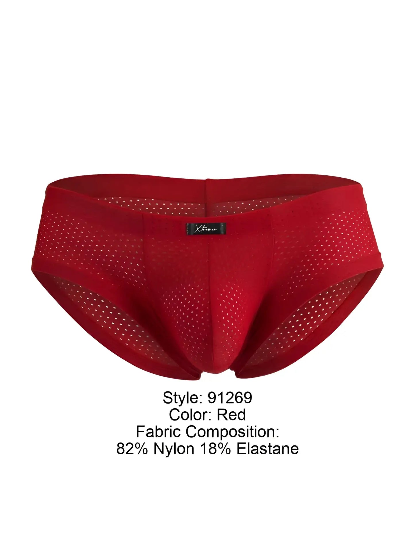Red xtremen 91269 microfiber mesh briefs with breathable design elastic waistband made of 82 nylon and 18 elastane