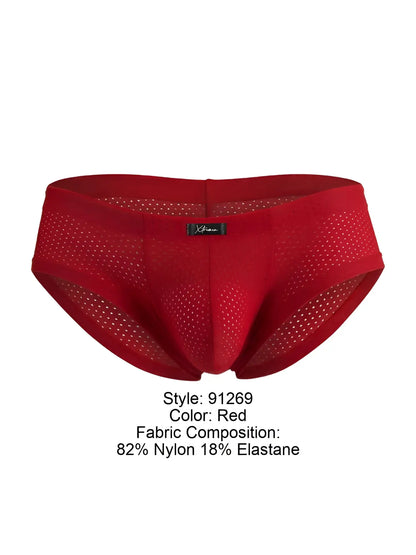 Red xtremen 91269 microfiber mesh briefs with breathable design elastic waistband made of 82 nylon and 18 elastane