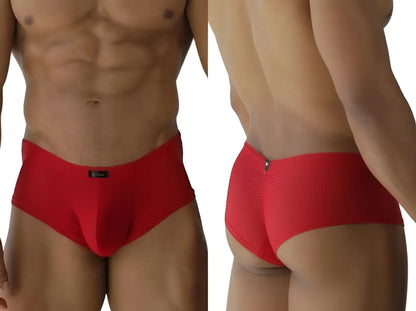 Xtremen 91269 microfiber mesh briefs in red with smooth form-fitting fabric and black brand tag at the waistband