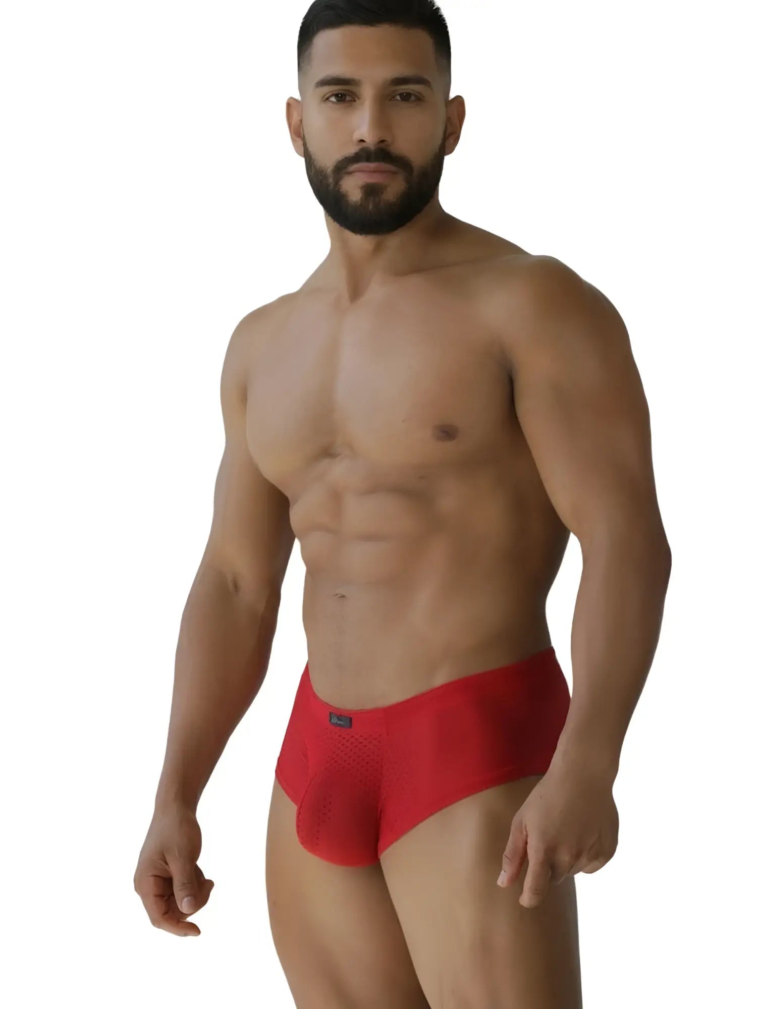 Red xtremen 91269 microfiber mesh briefs with a snug fit and a small black brand tag on the waistband