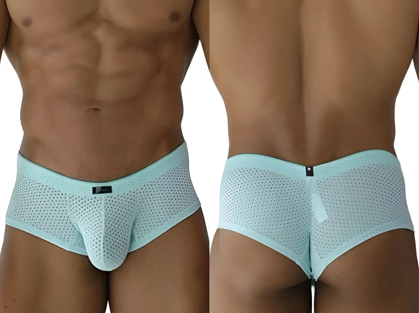 Xtremen 91269 microfiberglass mesh briefs in seawater color with solid waistband and small black logo on front