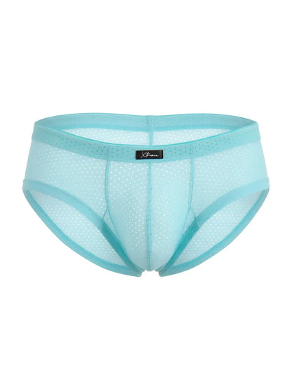Xtremen 91269 seawater light blue microfiber mesh briefs with subtle dotted pattern and reinforced elastic waistband
