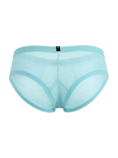 Xtremen 91269 seawater light blue microfiber mesh briefs with subtle dotted pattern and reinforced elastic waistband