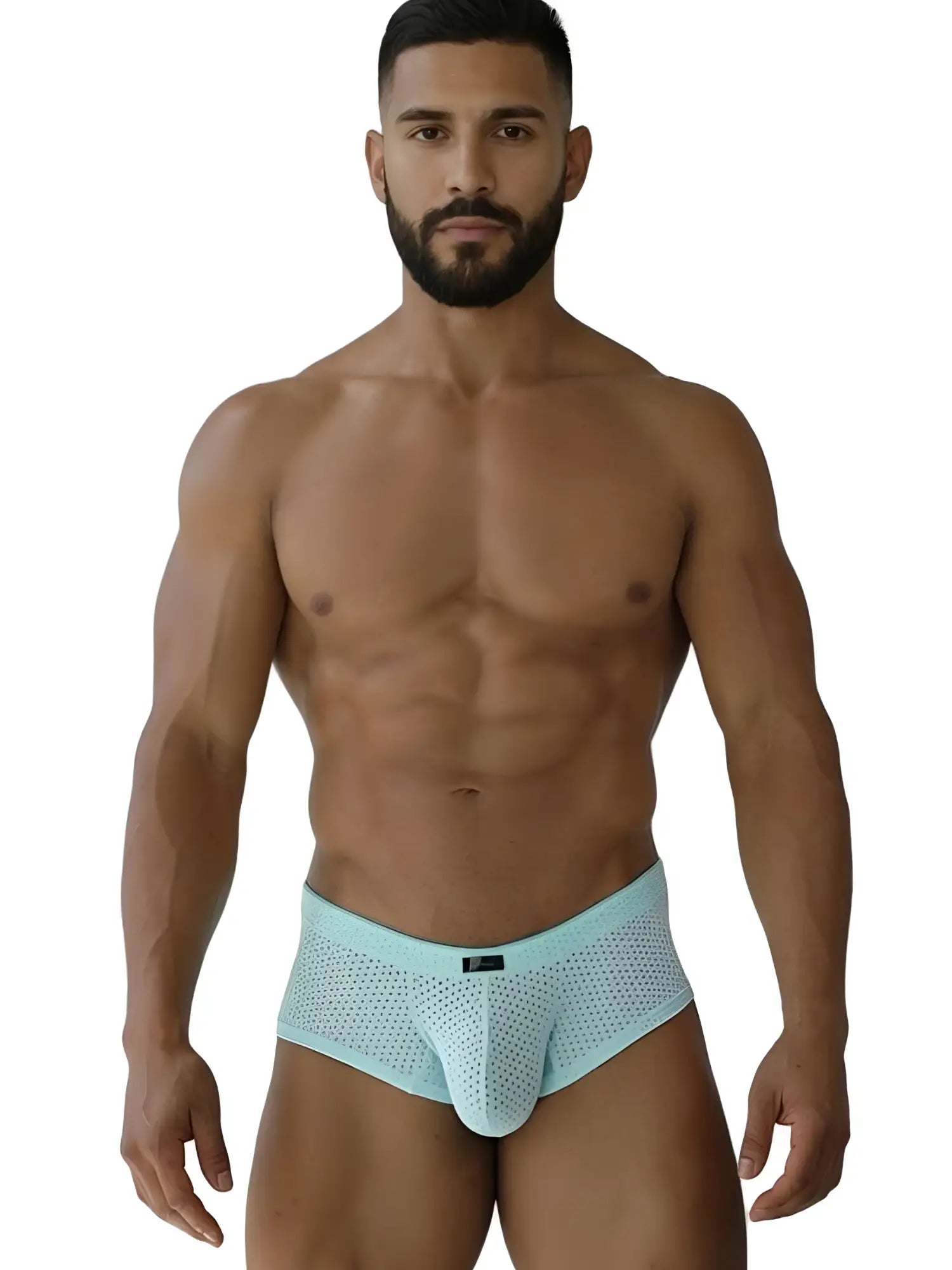 Xtremen 91269 microfiber mesh briefs in seawater color with light blue supportive contoured design