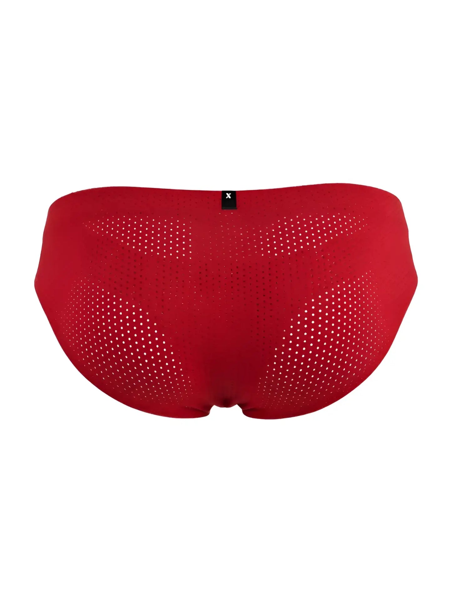 Red xtremen 91270 microfiber mesh briefs featuring perforated fabric and a sleek modern swim trunk design