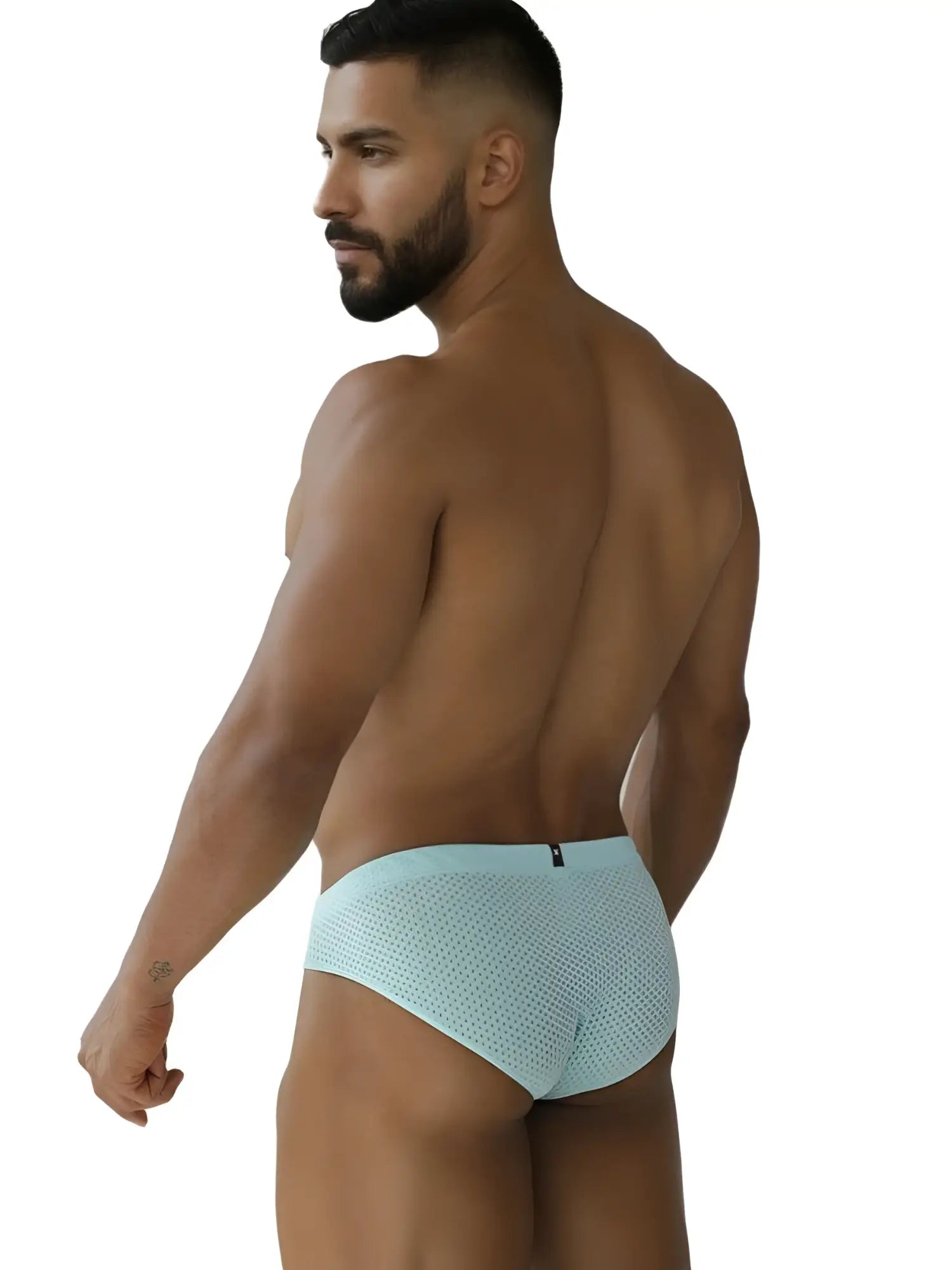 Light blue seawater xtremen 91270 microfiber mesh briefs with subtle pattern and small black waistband logo