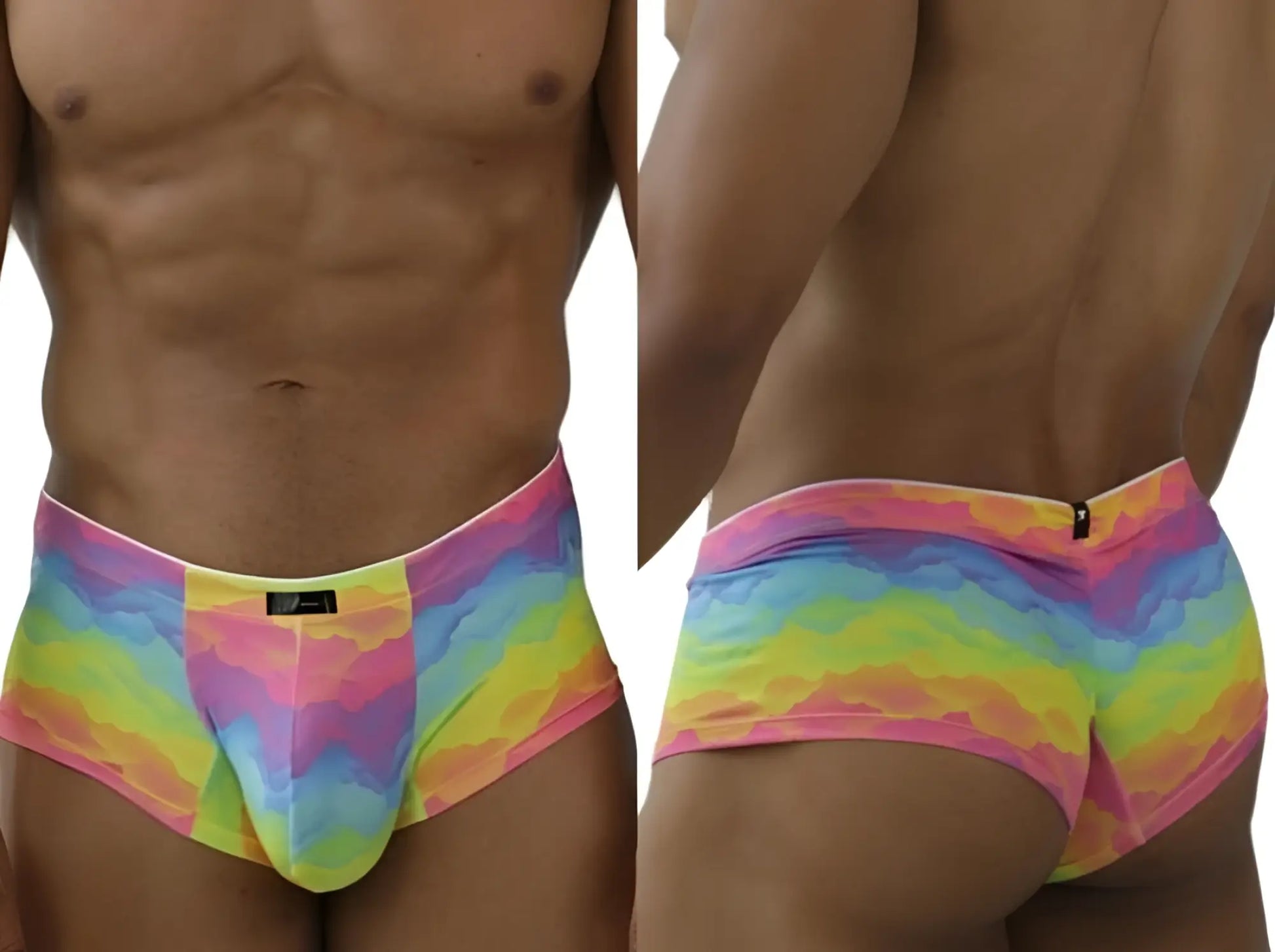 Xtremen 91283 rainbow printed microfiber briefs in vibrant tie-dye with snug fit and elastic waistband for men