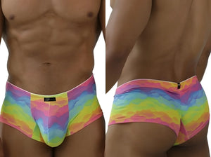 Xtremen 91283 rainbow printed microfiber briefs in vibrant tie-dye with snug fit and elastic waistband for men
