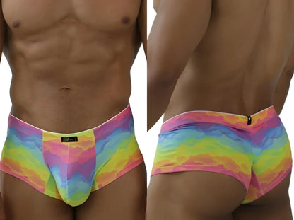 Xtremen 91283 rainbow printed microfiber briefs in vibrant tie-dye with snug fit and elastic waistband for men