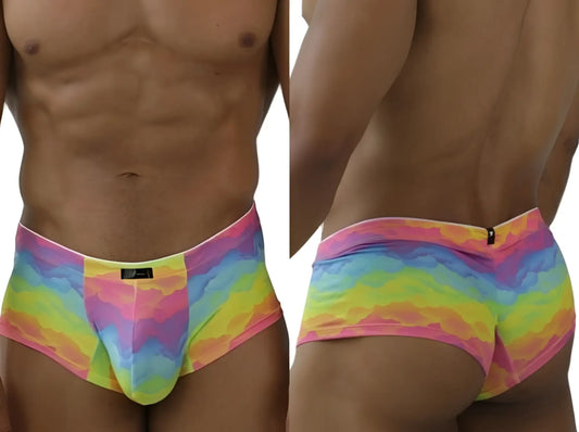 Xtremen 91283 rainbow printed microfiber briefs in vibrant tie-dye with snug fit and elastic waistband for men