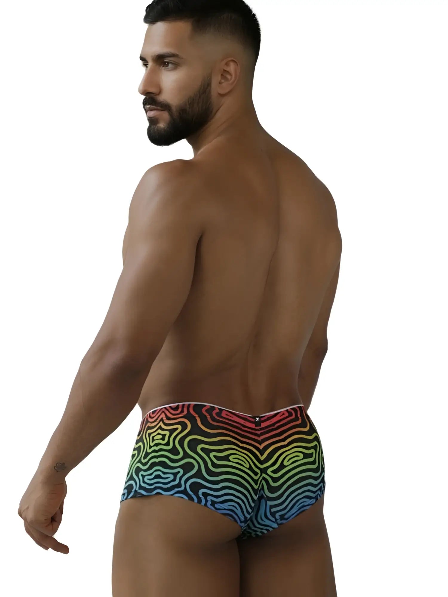 Xtremen 91283 rainbow printed microfiber briefs with rainbow wavy pattern and elastic waistband for snug fit