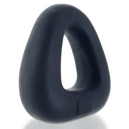 Black silicone zoid wide-base bulge c-ring with a triangular shape and smooth rounded edges