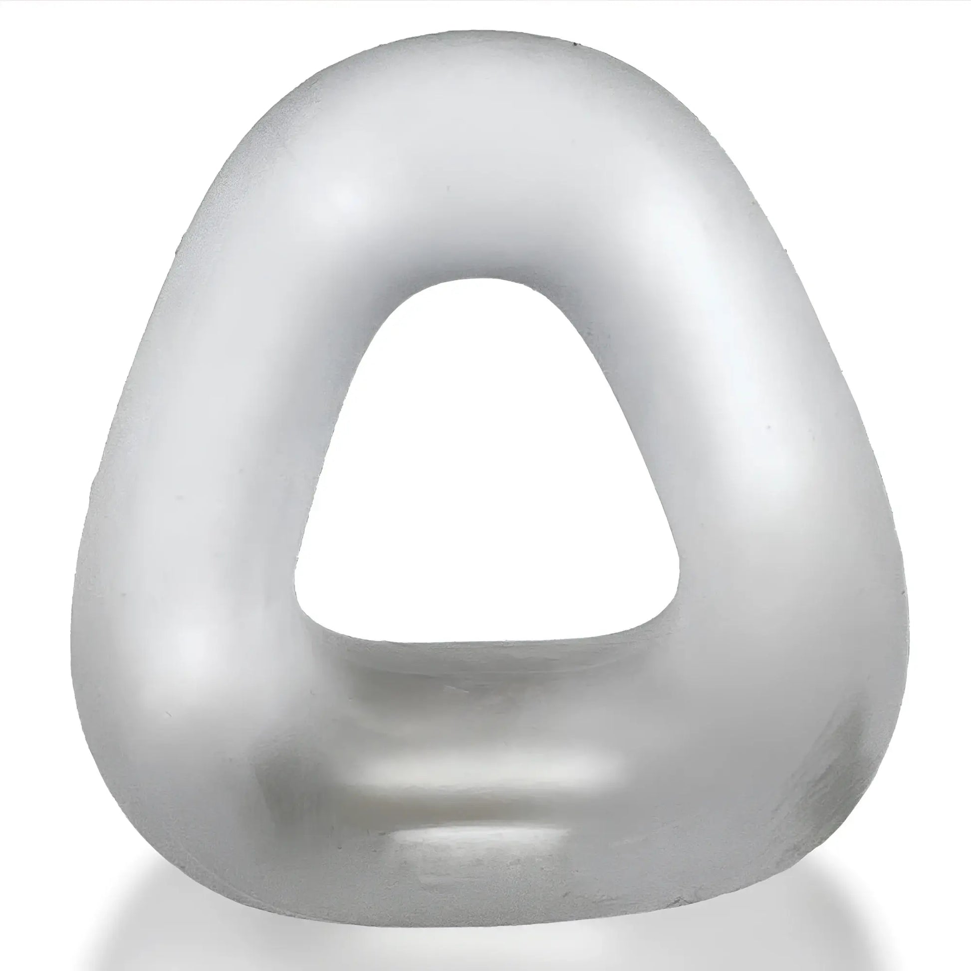 Zoid wide-base bulge c-ring silver matte-finished abstract sculpture with triangular outline and smooth rounded contours