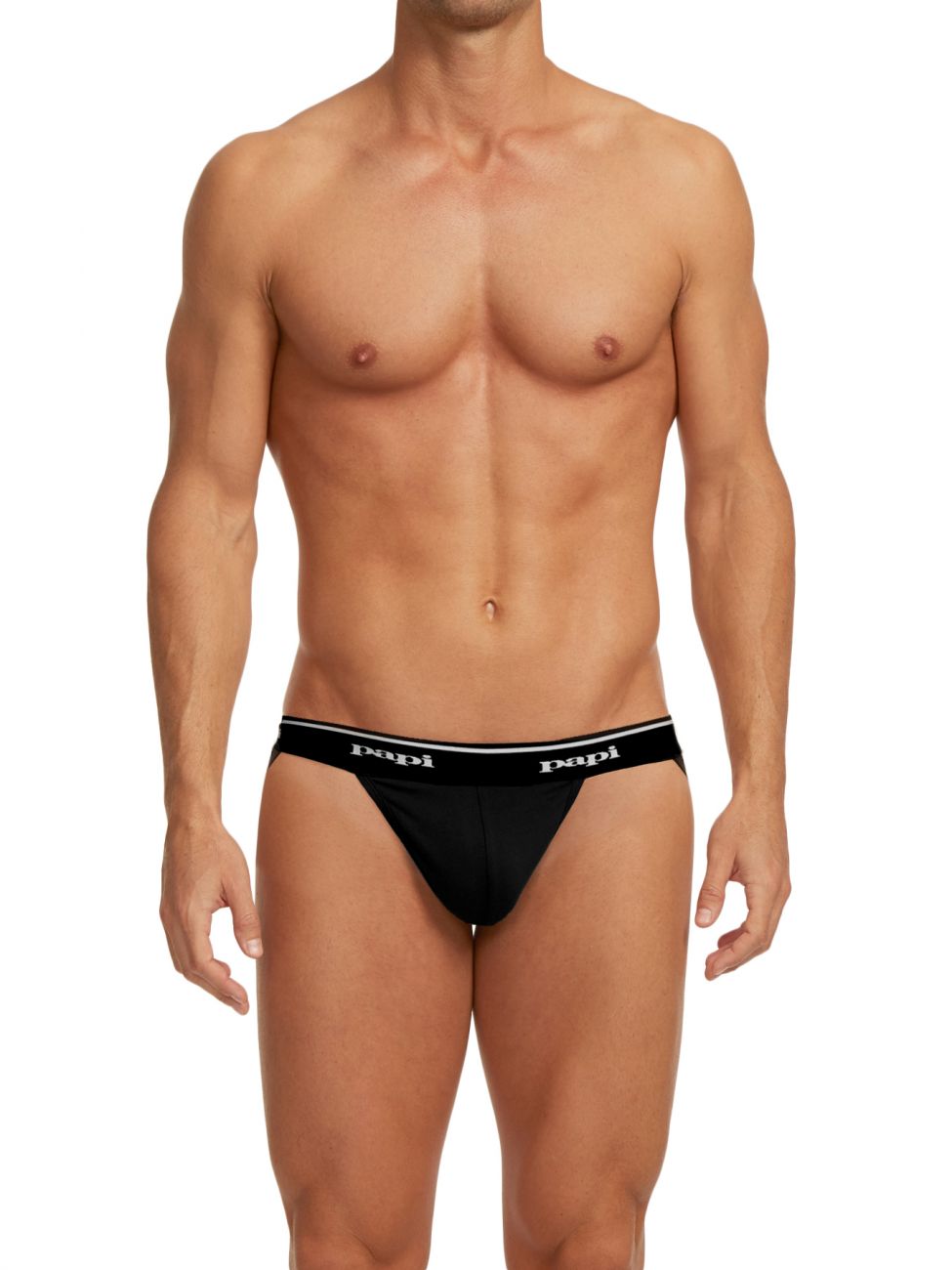 Papi 705910-962 3PK 1X1 Rib Jockstrap Color Black-Charcoal-Gray