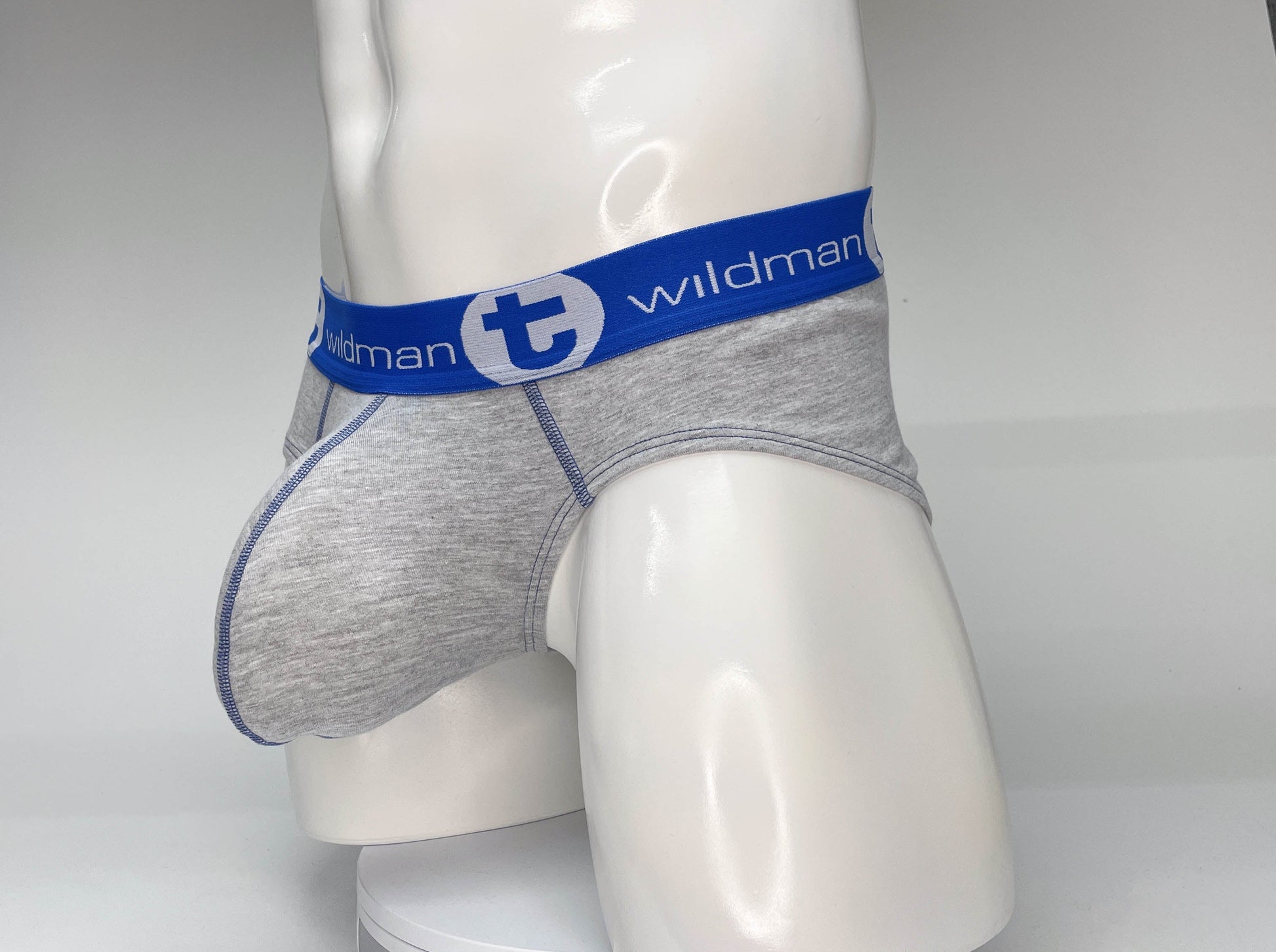 WildmanT Big Boy Pouch Cotton Brief Gray and Blue - SeductiveUtopia.net