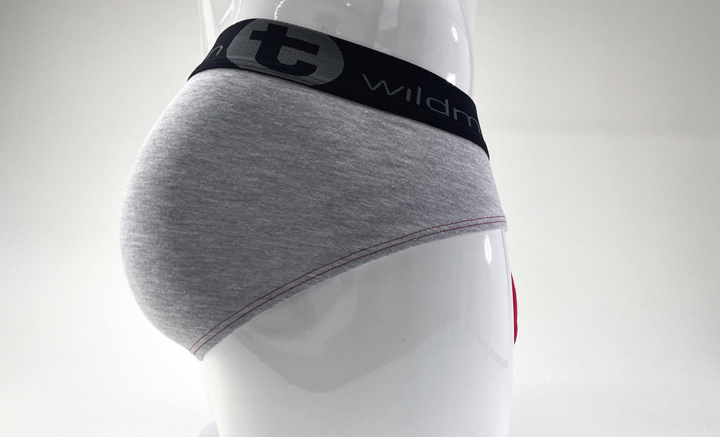 WildmanT Stretch Cotton Big Boy Pouch Brief Gray/Red - SeductiveUtopia.net