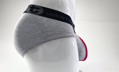 WildmanT Stretch Cotton Big Boy Pouch Brief Gray/Red - SeductiveUtopia.net