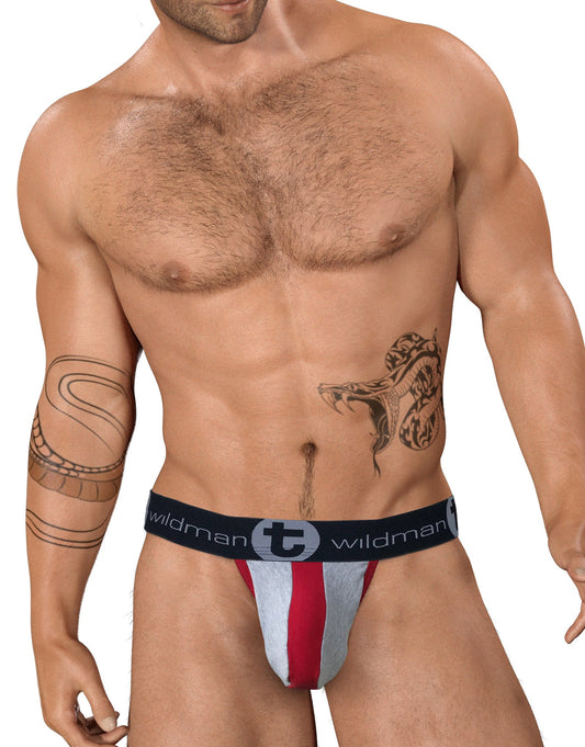 WildmanT Stretch Cotton Strapless Jock Big Boy Pouch Gray/Red - SeductiveUtopia.net