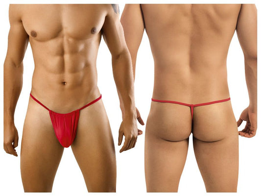 CandyMan 9586 thong in red made of smooth stretchy fabric shown from the back side