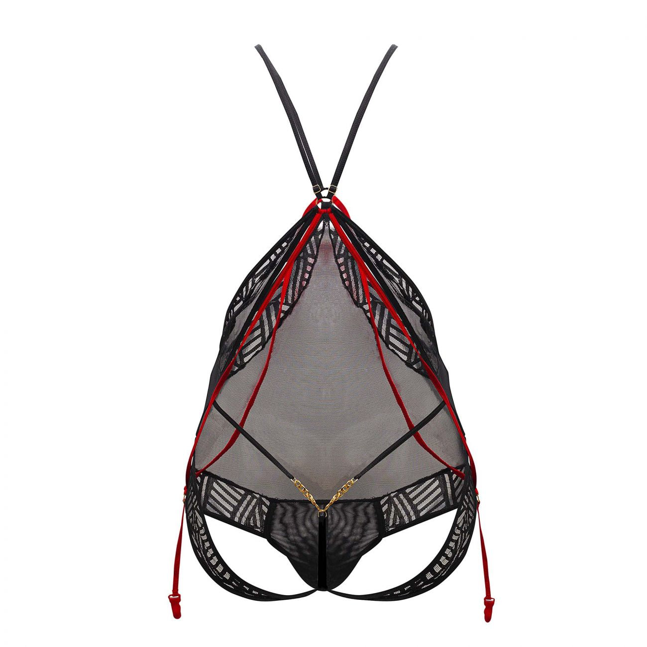 CandyMan 99585X Mesh-Spitzen-Bodysuit Farbe Schwarz