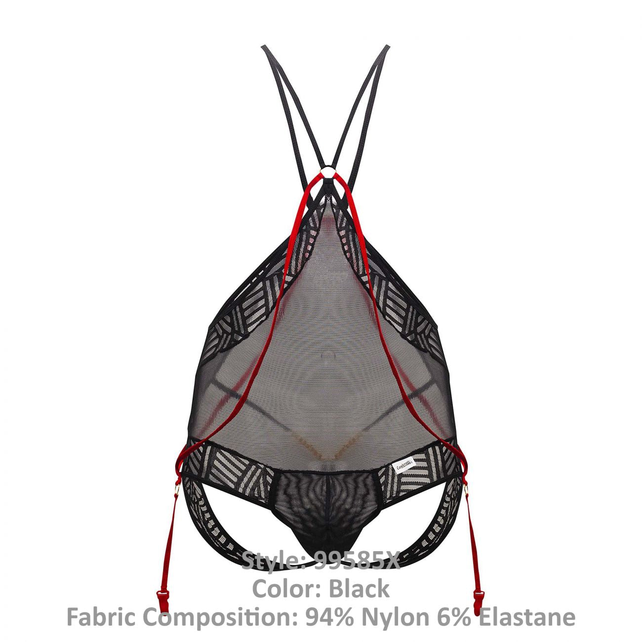 CandyMan 99585X Mesh-Spitzen-Bodysuit Farbe Schwarz