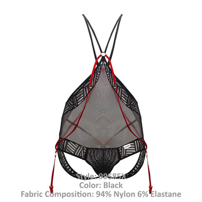 CandyMan 99585X Mesh-Spitzen-Bodysuit Farbe Schwarz