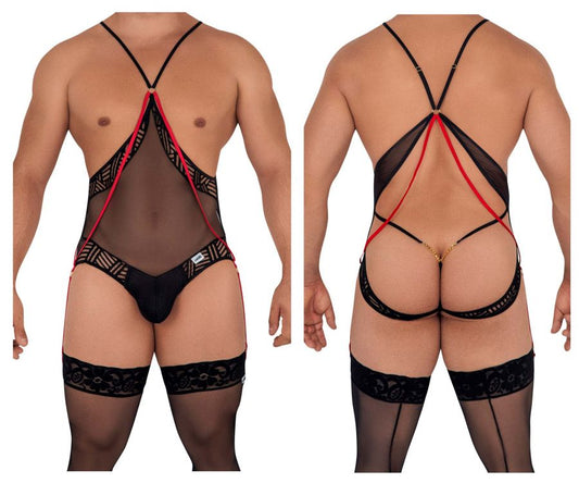 CandyMan 99585 Mesh-Spitzen-Bodysuit Farbe Schwarz