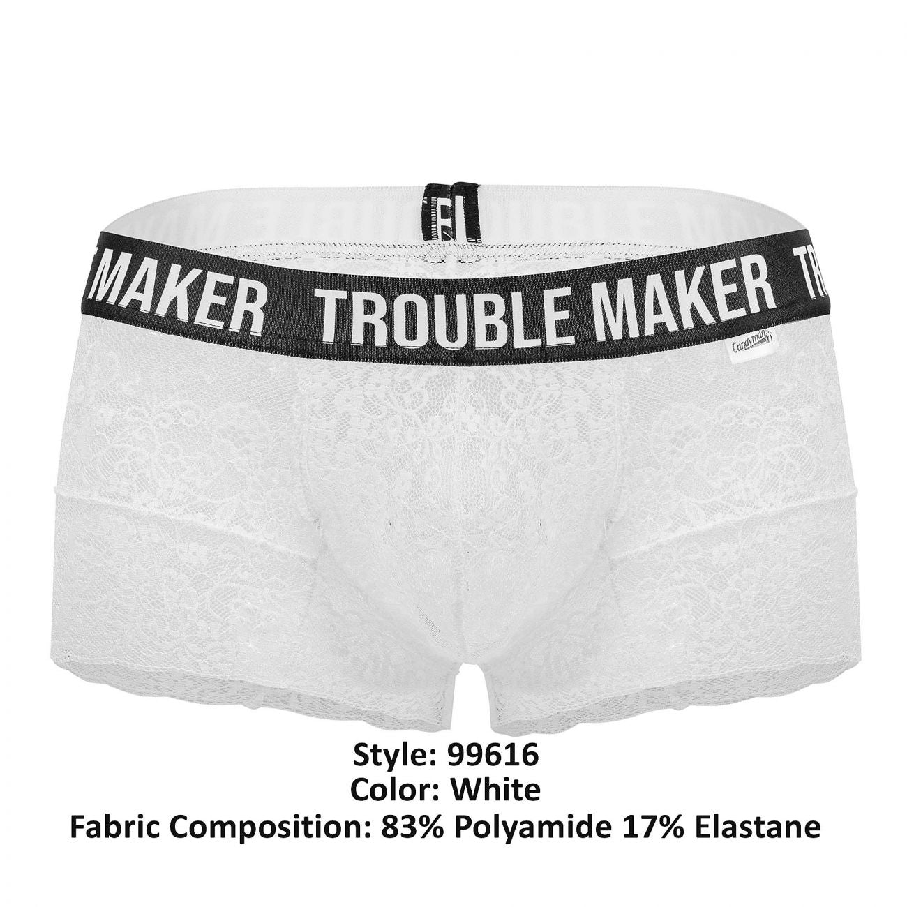 Boxer en dentelle CandyMan 99616 Trouble Maker Couleur Blanc