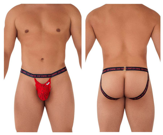 CandyMan 99619 Stop Staring Jockstrap aus Spitze, Farbe Rot
