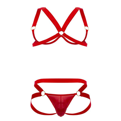CandyMan 99731 Harness-Bra Two Piece Set Color Red