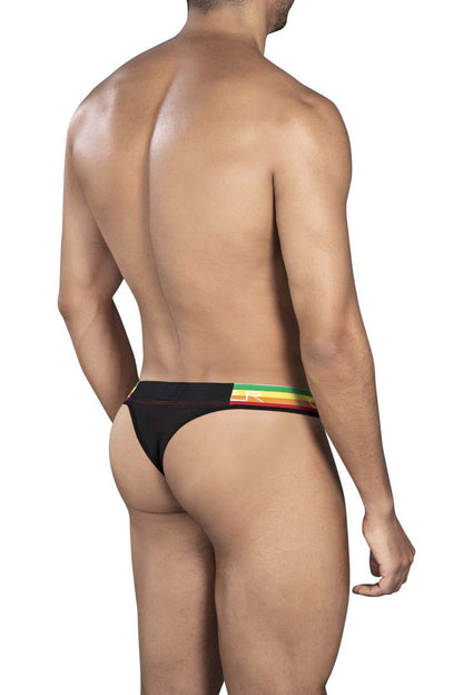 Black clever 0939 orion thong briefs with vibrant red yellow and green striped waistband for comfortable wear