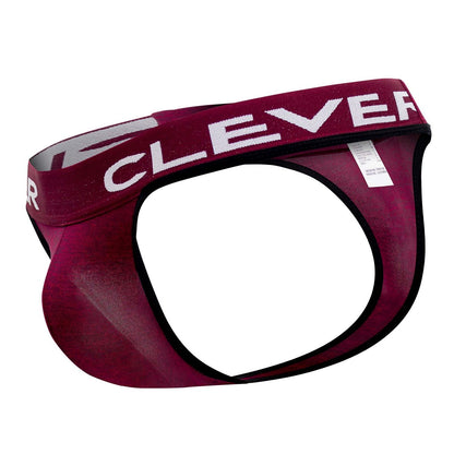 Maroon clever 0940 jasped men’s briefs with white lettering and black trim in grape color for comfortable wear