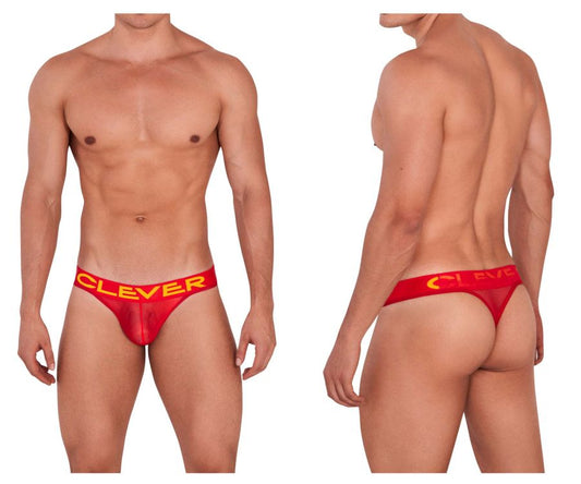 Red transparent wind thong with bold yellow clever logo band from clever 1411 collection