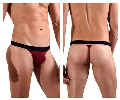 Red and black thong with thin pink trim from doreanse 1012-brd borderline thongs in color bordeaux