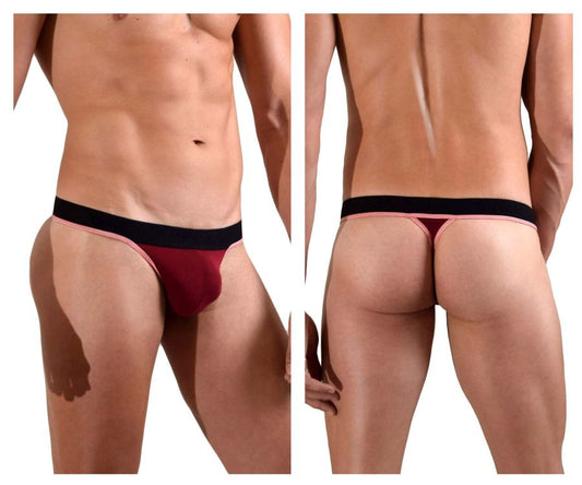 Red and black thong with thin pink trim from doreanse 1012-brd borderline thongs in color bordeaux